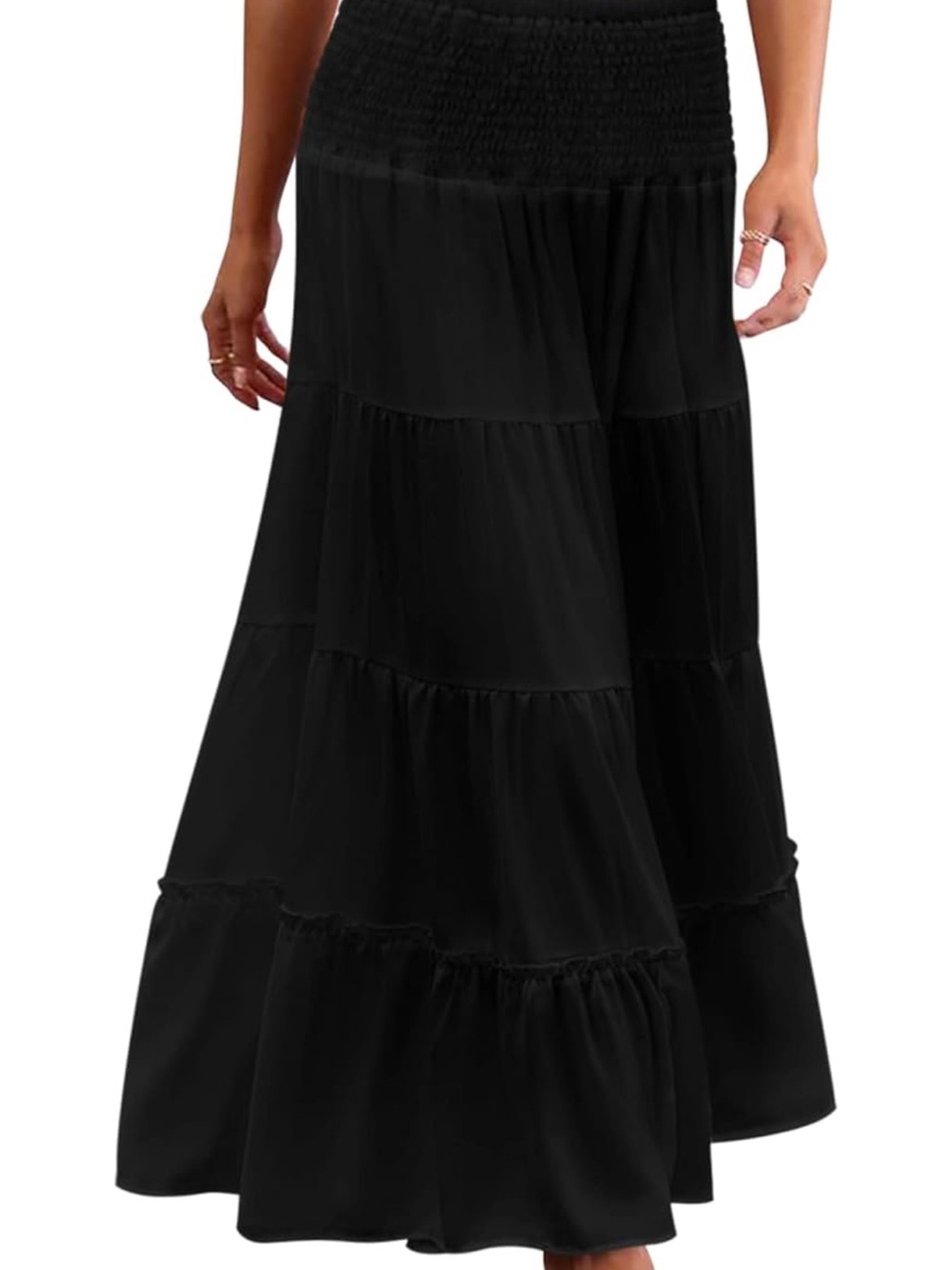 Women’s Black Tiered Maxi Skirt